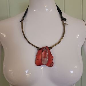 Anthropologie red pendant bib statement necklace